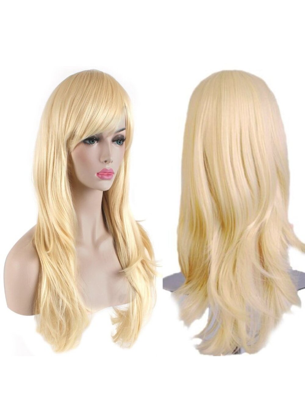 Women's Grey Green 28 Inch Classic Long Synthetic Wavy Cosplay Curly Hair Wigs